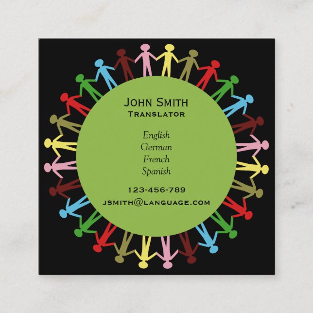 Freelance modern Translator language interpreter Square Business Card (Front)