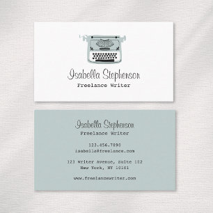 Freelance Writer Author Editor Typewriter Modern Business Card