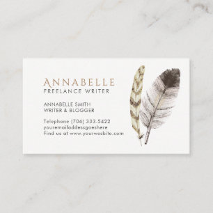 Freelance Writer Business Cards with Feathers