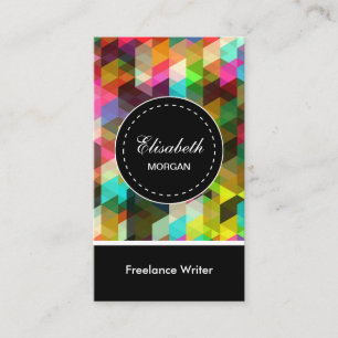 Freelance Writer- Colourful Mosaic Pattern Business Card