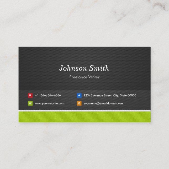 Freelance Writer - Professional and Premium Business Card (Front)