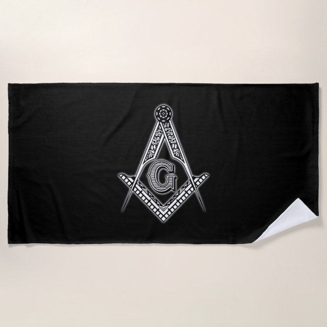 Freemason (Black) Beach Towel (Front)