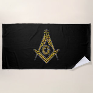 Freemason (Black & Gold) Beach Towel