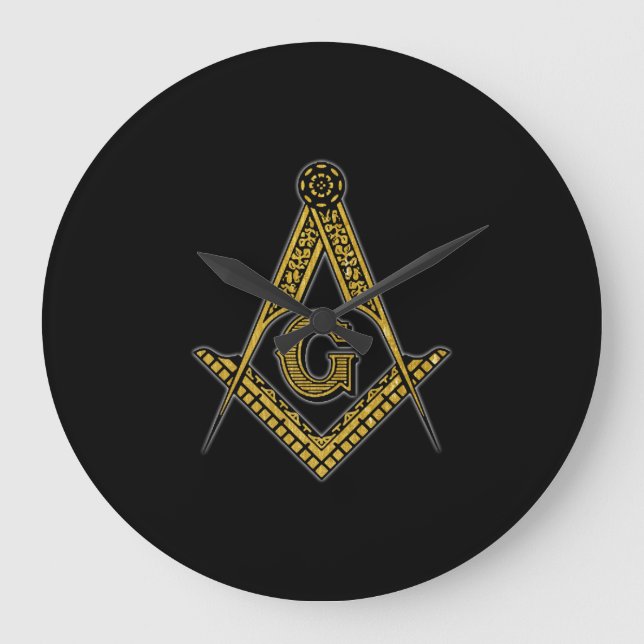 Freemason (Black & Gold) Large Clock (Front)