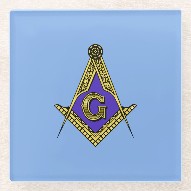 Freemason (Blue) Glass Coaster (Front)