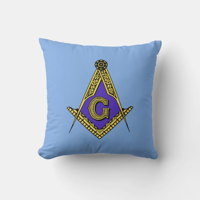 Freemason (Blue) Throw Pillow (Front)