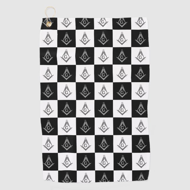 Freemason Checkered Pattern Golf Towel (Front)