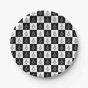 Freemason Checkered Pattern Paper Plate