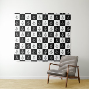 Freemason Checkered Pattern Tapestry
