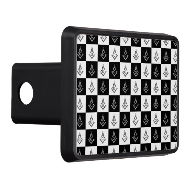 Freemason Checkered Pattern Trailer Hitch Cover (Right)