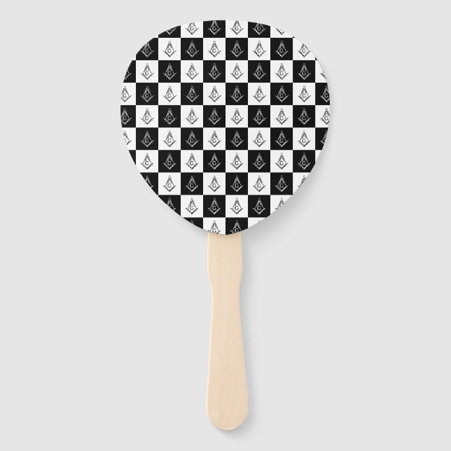 Freemason Chequered Pattern Hand Fan (Front)