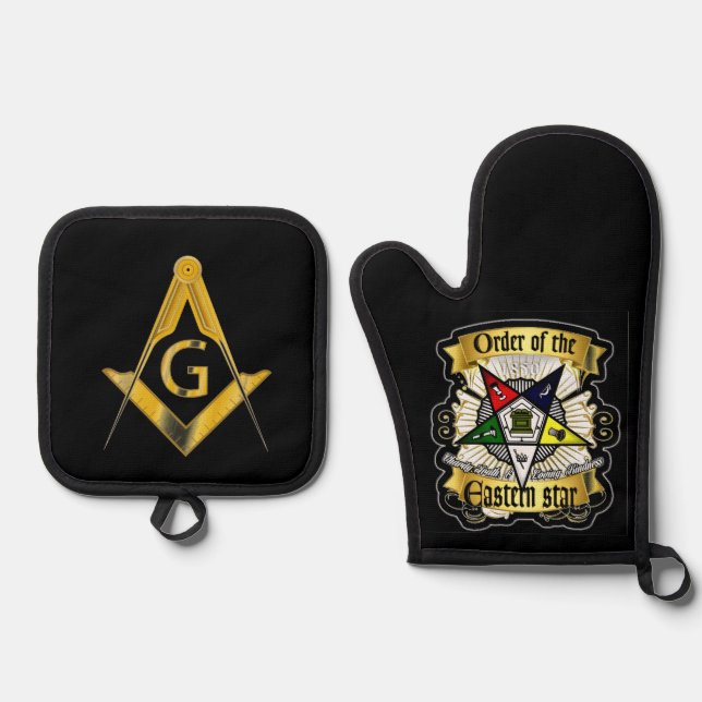 Freemason & Eastern Star Oven Mitt & Pot Holder Set (Front)