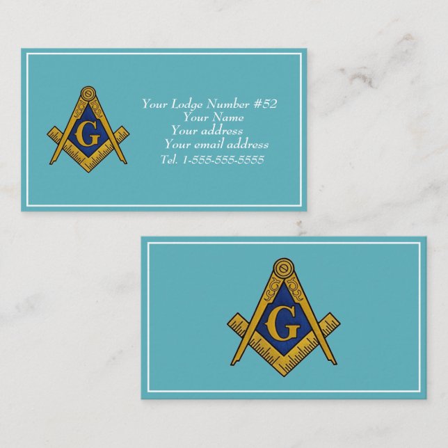 Freemason Freemasonry Symbol Masonic Blue Business Card (Front/Back)