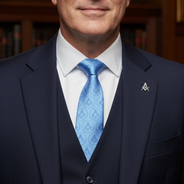 Freemason Icon Pattern Unique Gifts Blue Lodge Tie (Freemason Icon Pattern Unique Gifts Blue Lodge Neck Tie)