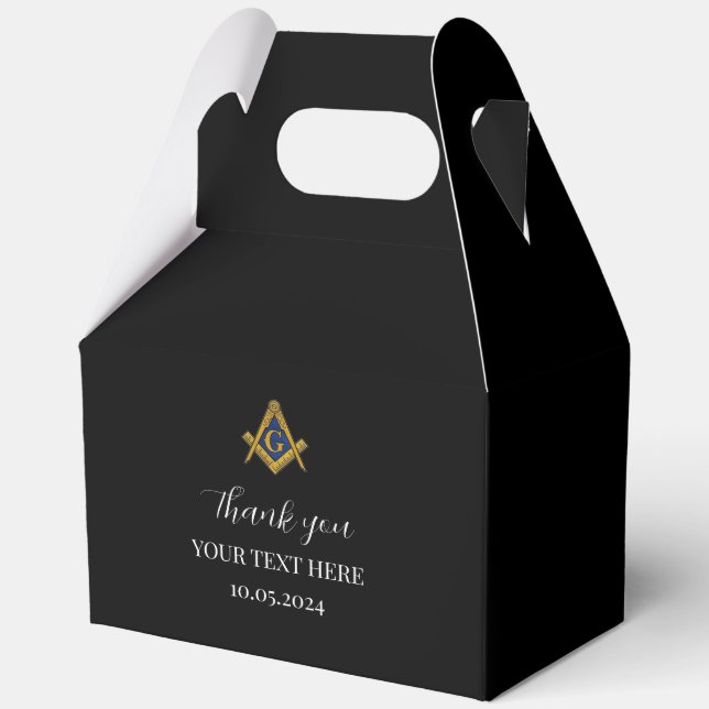 Freemason Masonic Black Minimalist Elegant Modern Favor Box (Front)