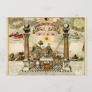 Freemason Masonic Emblematic Chart Invitation Card
