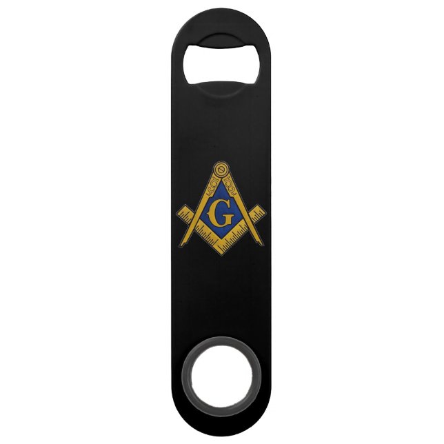 Freemason Masonic Gifts Black Square and Compass  Bar Key (Front)