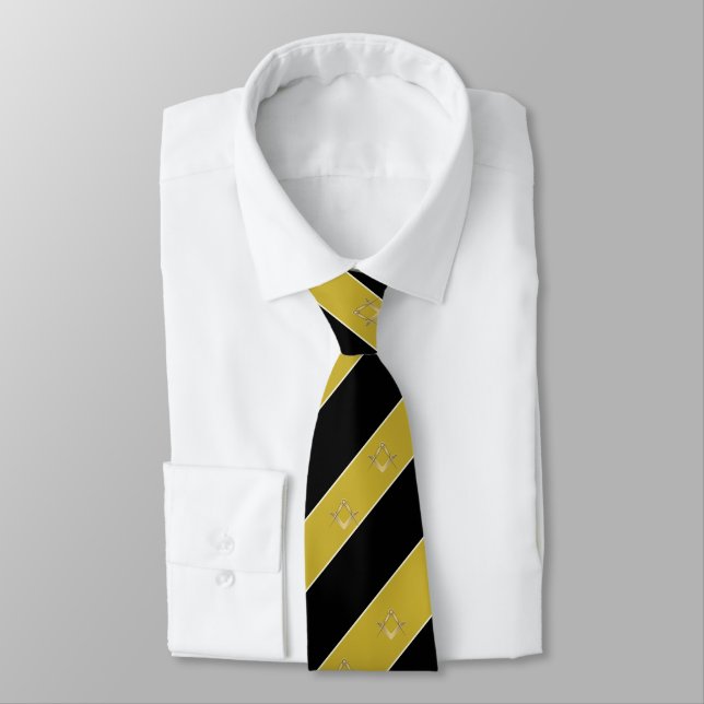 Freemason Masonic Lodge Attire Stripe Tie (Tied)