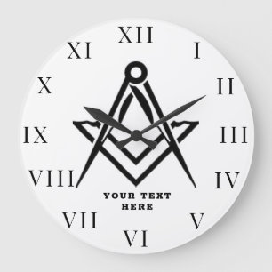 Freemason Masonic Lodge Masonry Large Clock