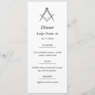 Freemason Masonic Masonry Dinner Food  Menu