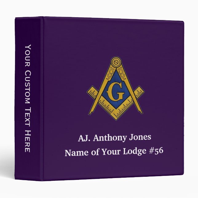 Freemason Masonic Masonry Square and Compass  Binder (Front/Spine)