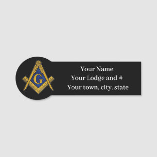 Freemason Masonic Masonry Square and Compass Name Tag