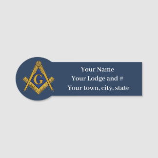 Freemason Masonic Masonry Square and Compass Name Tag