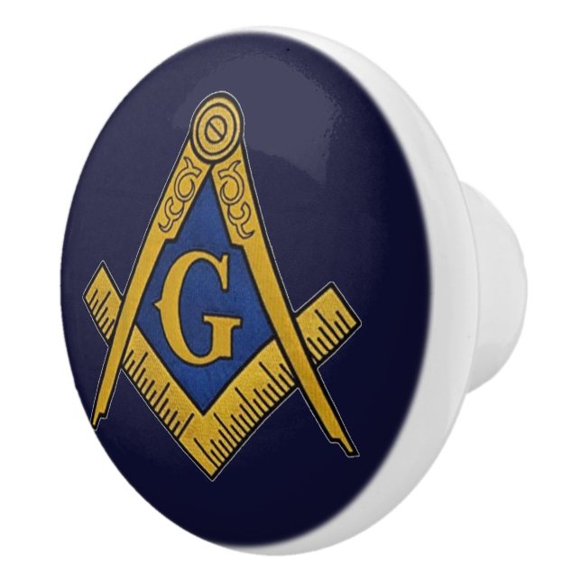 Freemason Masonic Navy Blue and gold Ceramic Knob (Right)