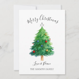 Freemason Masonic Pine Merry Christmas Tree Holiday Card