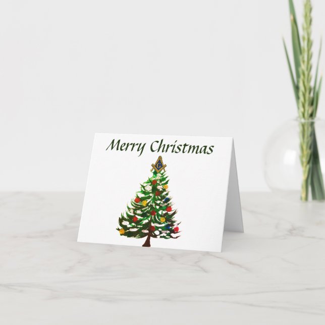 Freemason Masonic Square and Compass Christmas Thank You Card (Front)