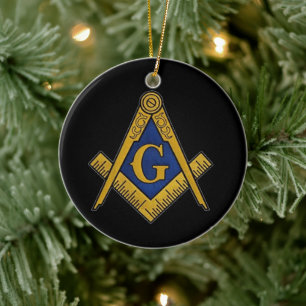 Freemason Masonic Square and Compass Freemasonry Ceramic Ornament