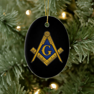 Freemason Masonic Square and Compass Freemasonry Ceramic Ornament