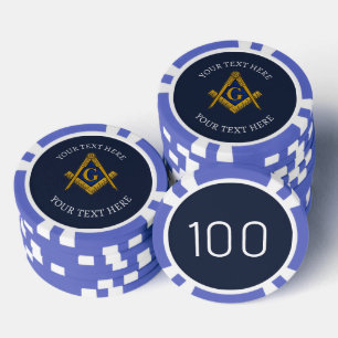 Freemason Masonry Masonic Navy Square and Compass Poker Chips