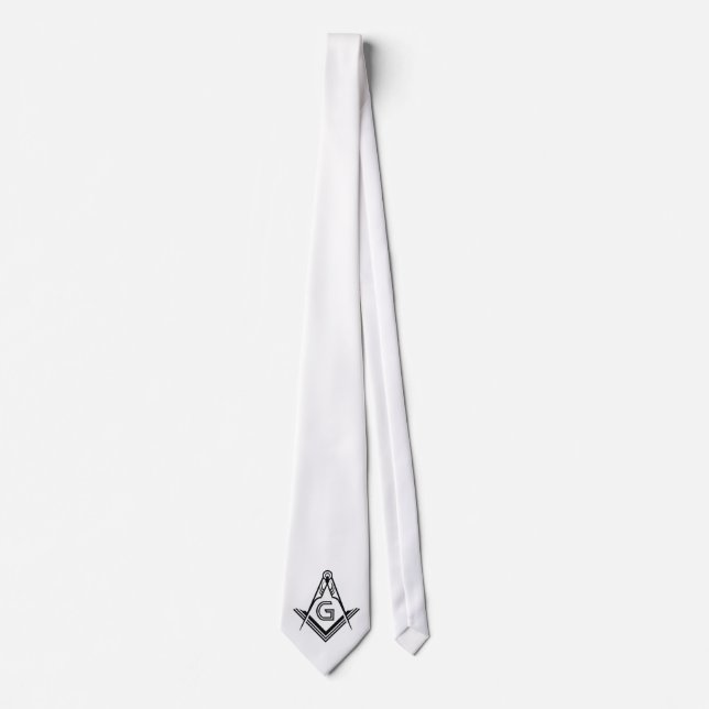 Freemason Necktie - Cravate maçonnique blanche mod (Devant)