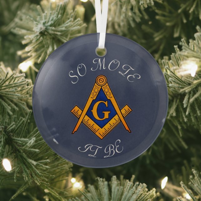 Freemason Square and Compass Charity Masonic  Glass Ornament (Insitu)