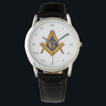 Freemason Square and Compass Charity Masonic Gold Watch<br><div class="desc">Worshipful master,  Freemason,  square and compass,  charity,  Masonic symbol watch.</div>