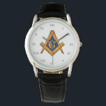 Freemason Square and Compass Charity Masonic Gold Watch<br><div class="desc">Worshipful master,  Freemason,  square and compass,  charity,  Masonic symbol watch.</div>