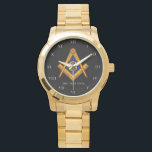 Freemason Square and Compass Charity Masonic Gold Watch<br><div class="desc">So mote it be,  Freemason,  square and compass,  charity,  Masonic symbol watch. Personalize it with your own text.</div>
