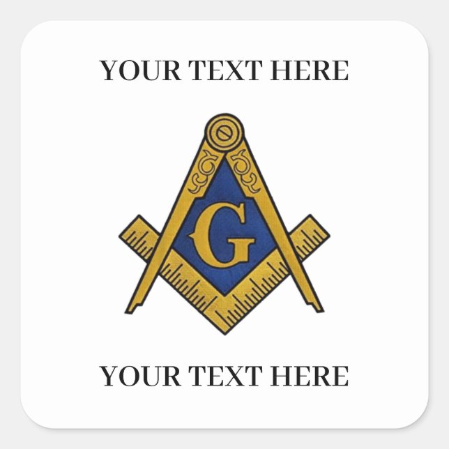 Freemason Square and Compass Masonic Masonry Square Sticker (Front)