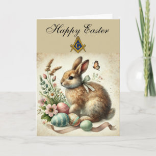 Freemason Vintage Rabbit Bunny Hare Easter Thank You Card