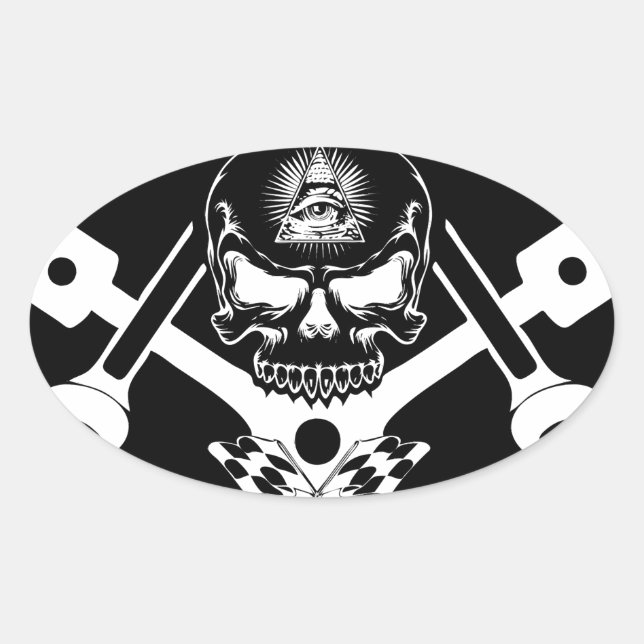Freemason-Widows-Sons-Masonic-Hotrod-Logo-20160407 Oval Sticker (Front)