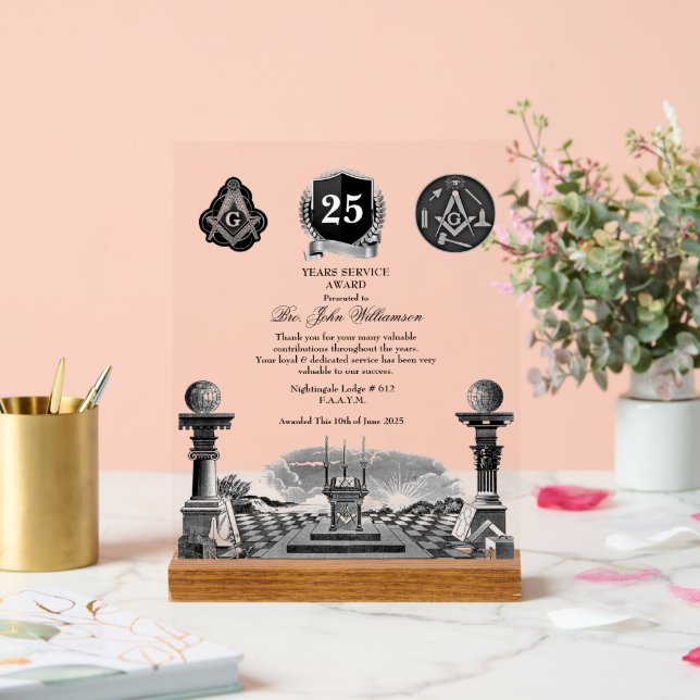 Freemason Years Services Award Acrylic Sign (Wedding)