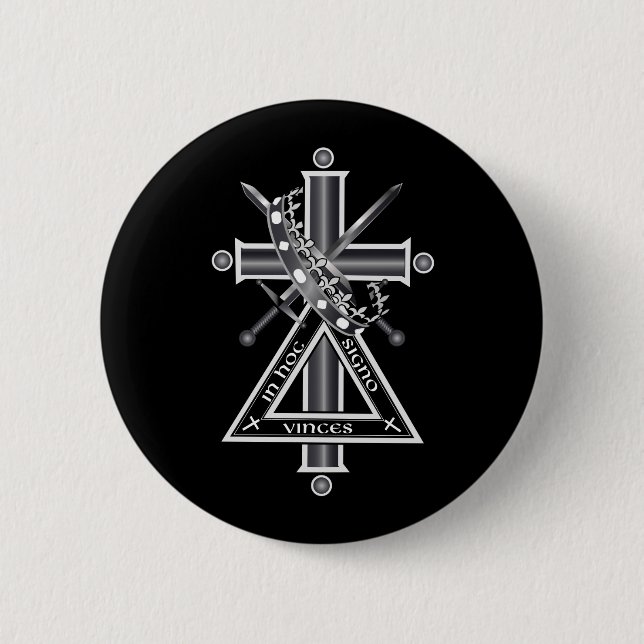 Freemasonic cross 2 inch round button (Front)