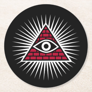 Freemasonic eye round paper coaster