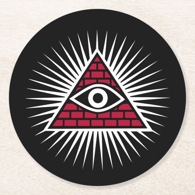 Freemasonic eye round paper coaster (Front)