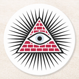Freemasonic eye round paper coaster