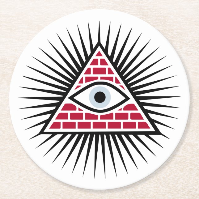 Freemasonic eye round paper coaster (Front)