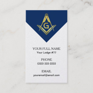 Freemasonry Business Cards, Masonic Blue Navy Gold Card