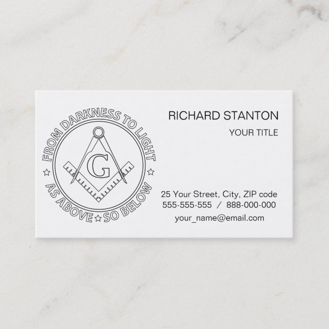Freemasonry emblem business card (Front)