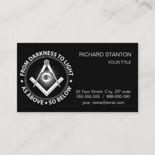 Freemasonry emblem business card